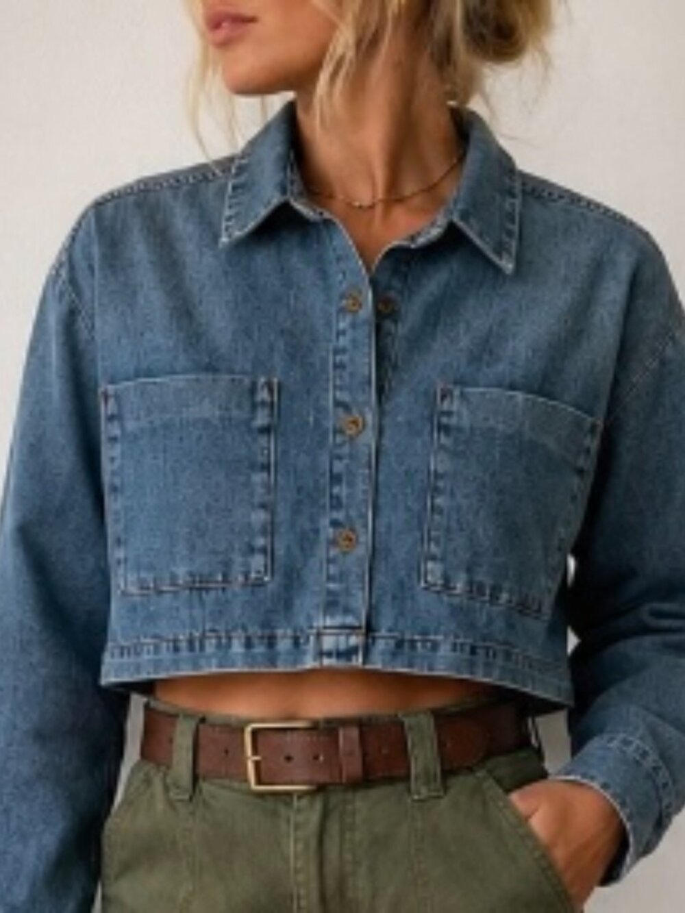 Talulah women's cropped denim button up shirt/jacket size MED NWOT casual